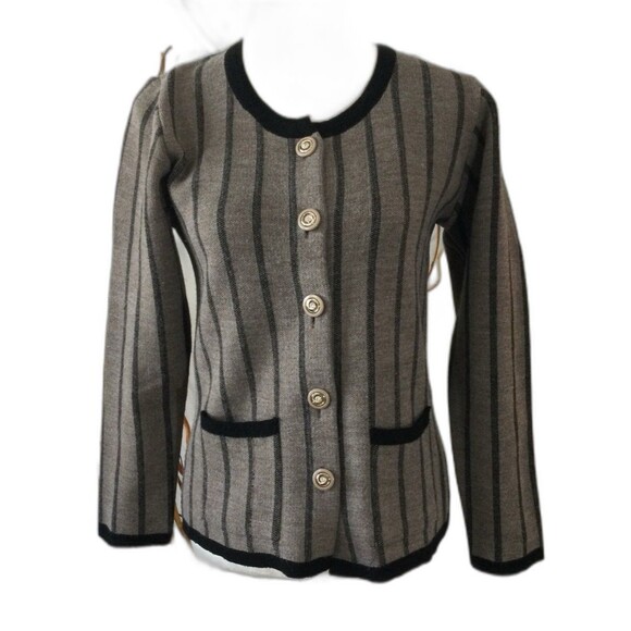 ILK Petek Cardigan Sweater Women's Size S Color Brown Striped Button Up Knit - Picture 1 of 11